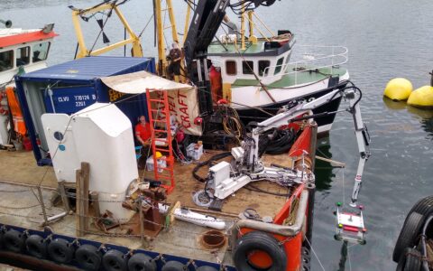 Photograph showing Proteus 100 onboard the MV Obervargh, during testing at quayside.