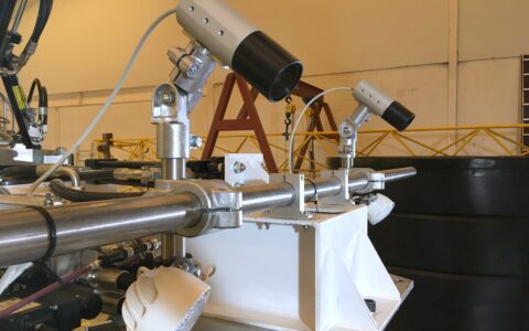 Photograph of the Proteus dual camera system mounted on Proteus 100 during testing.